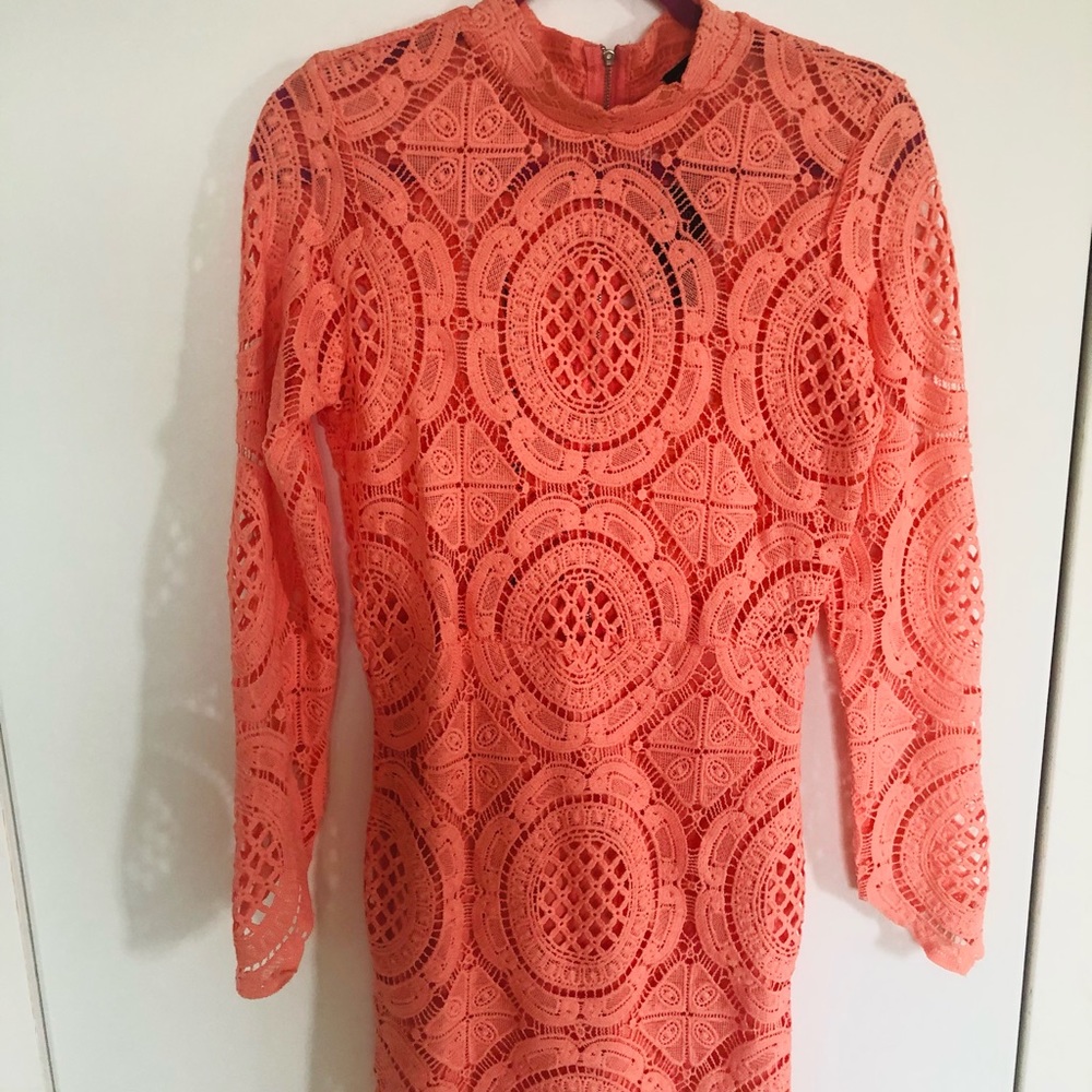 Coral Lace Mini Dress Size L